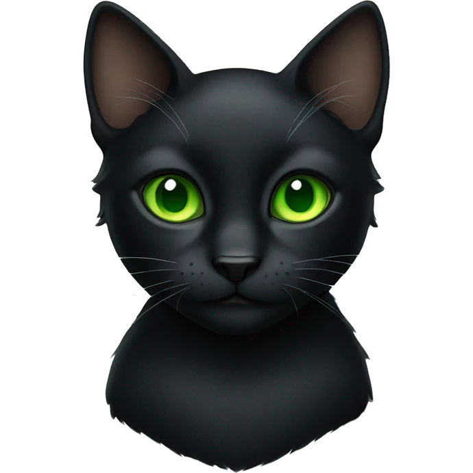 Full Black cat with Green eyes  emoji