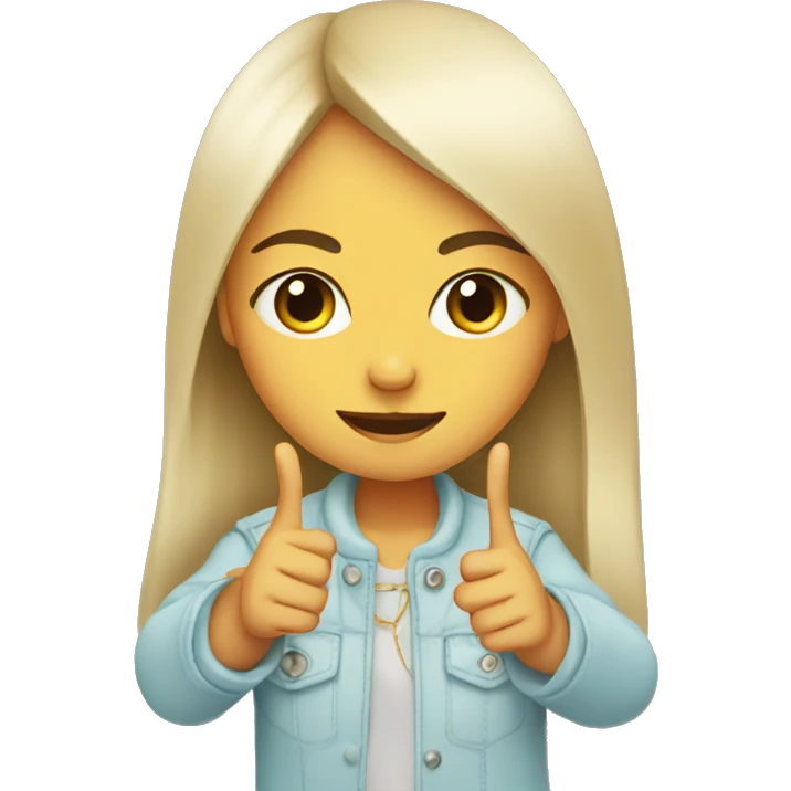 Girl holding peace sign by her eye emoji