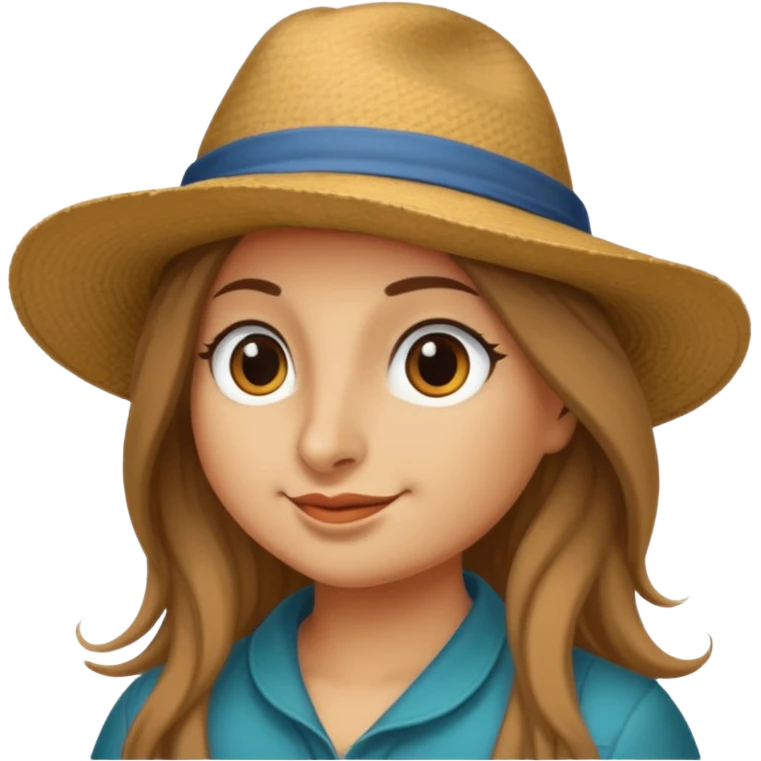 long haired female bird with hat emoji
