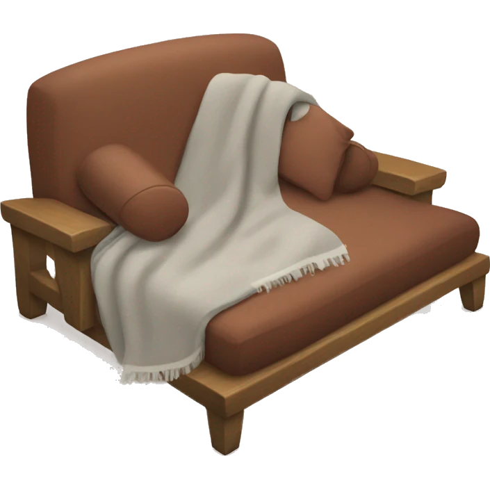 A cozy L shaped couch with blankets emoji