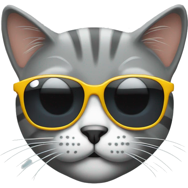 Grey lined cat with sun glasses emoji