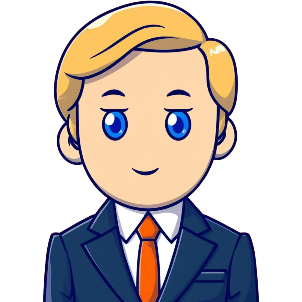 Russian leader with serious expression, short blonde hair, blue eyes, in formal suit emoji