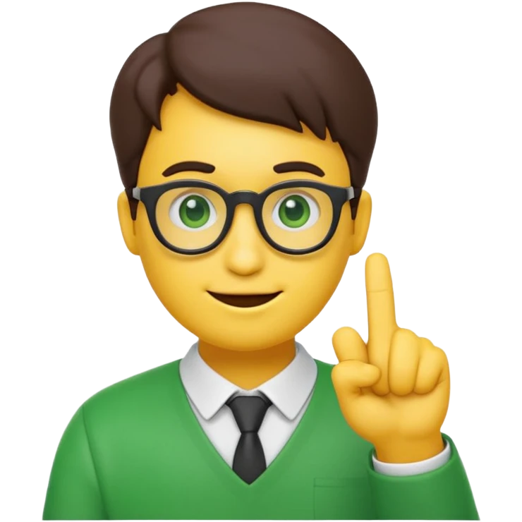 a normal emoji with nerd face and a finger upp with greenscreen emokjin will be a originall yellow type emoji