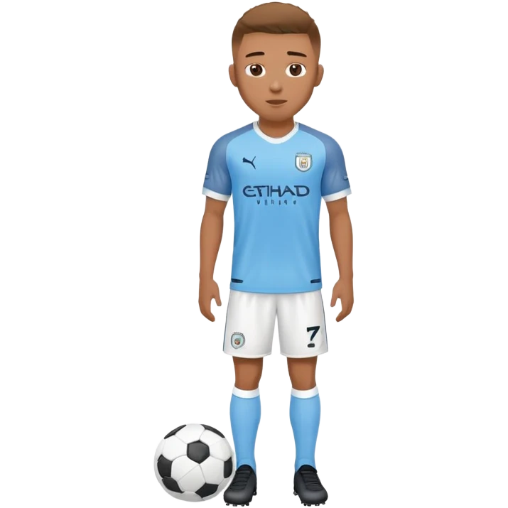 Soccer player wearing Manchester City sky blue jersey and white shorts emoji