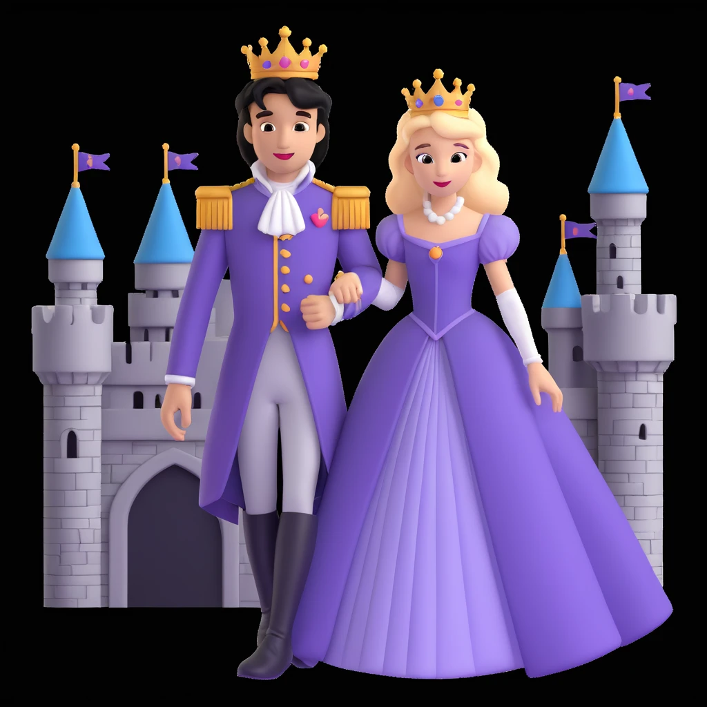 prince and princess disny dress close up photo in castle emoji