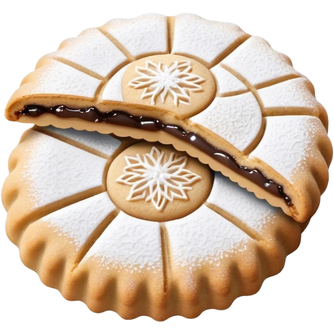 Ma'amoul Cinematic Realistic Ma'amoul Dessert Emoji, depicted as one or two delicate, date-filled cookies lightly dusted with powdered sugar, rendered with intricate textures and warm, inviting lighting. emoji