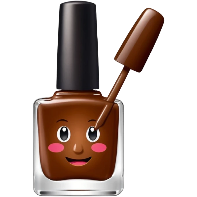 main en train d'être vernis avec du vernis marron emoji