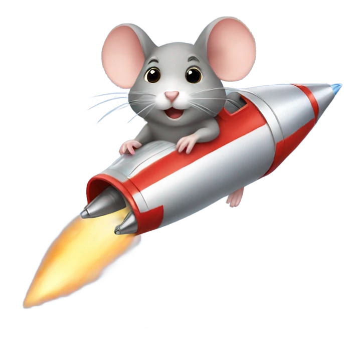 A mouse in a rocket ship emoji