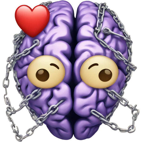 Brain bound with hearts in chains emoji