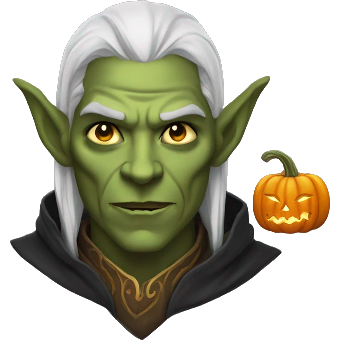 half-orc male wizard necromancer pumpkin emoji