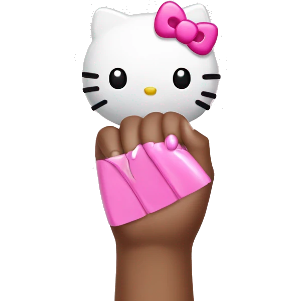 hello kitty with pink nails emoji