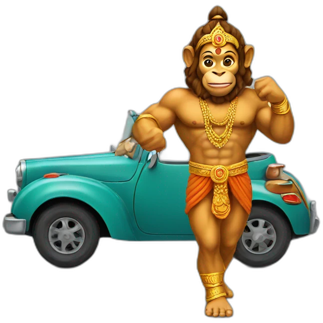 Hanuman with car emoji