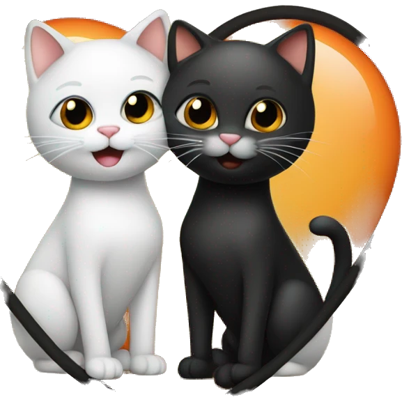 two in love cats. one orange one black emoji