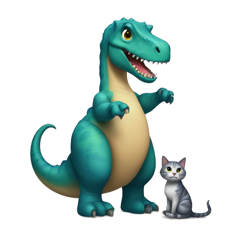 A dinosaur holding a cat  emoji
