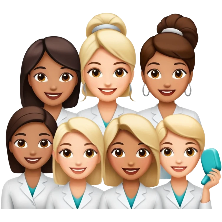 beauty salon team members standing together emoji