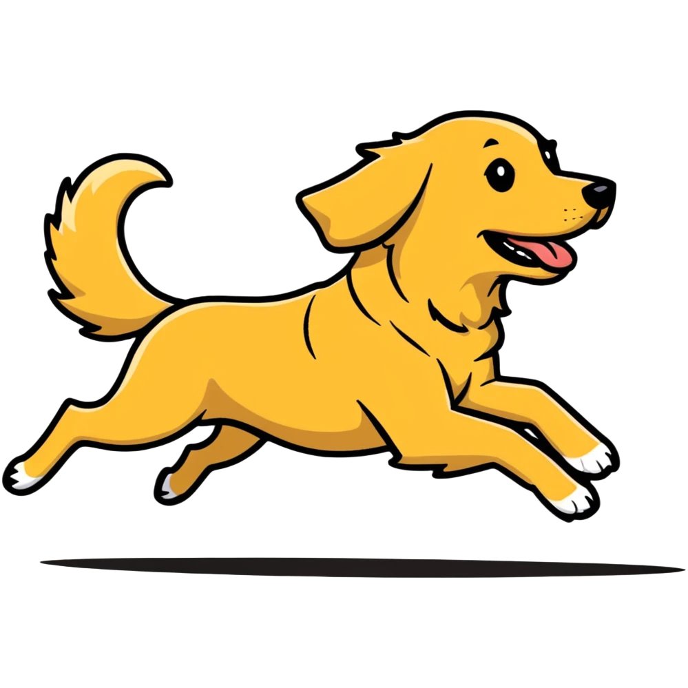 Golden retriever dog running at full speed emoji