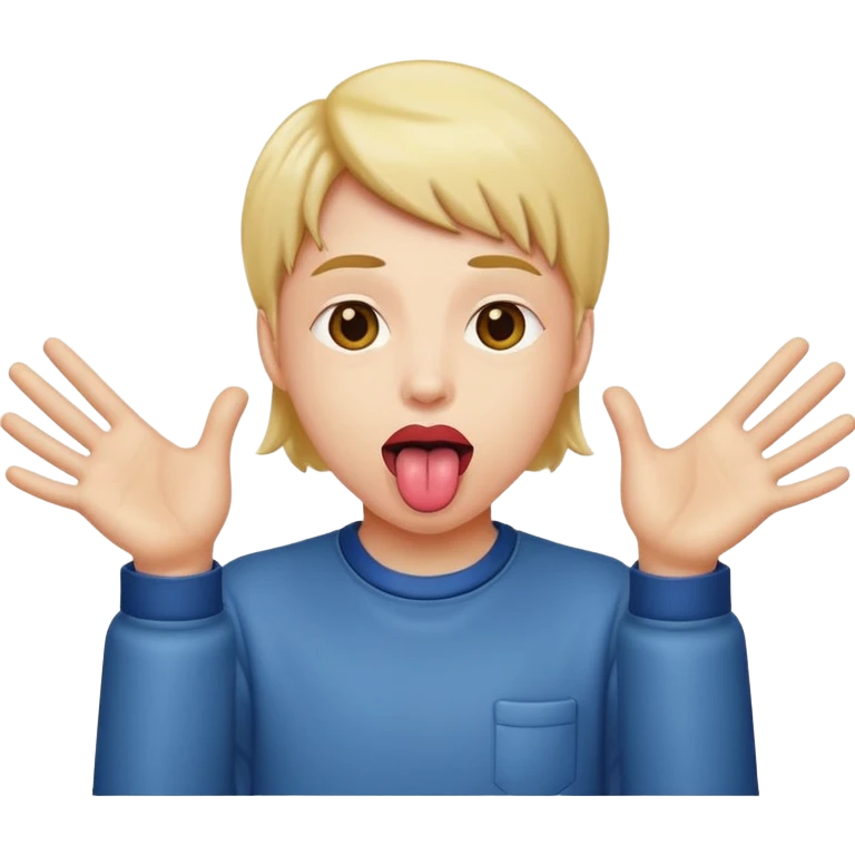 t tongue out and hands out emoji