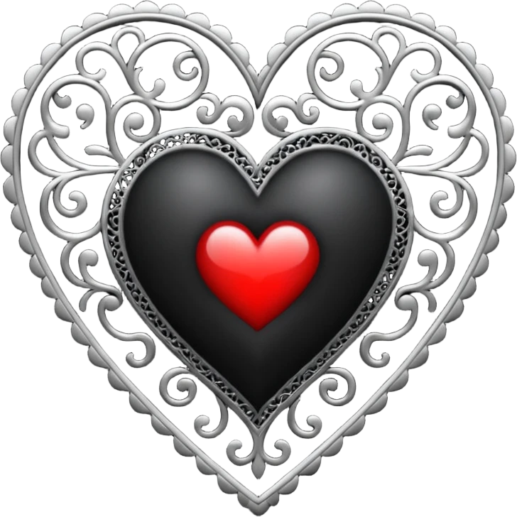 goth heart with a black lace filigree emoji