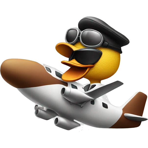 duck flying an airplane with eye patch and cigar emoji