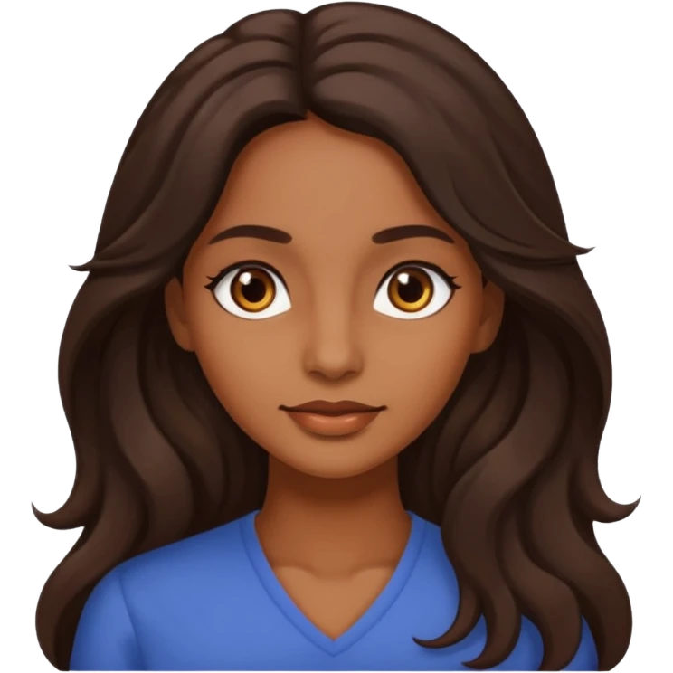 Chica morena de ojos marrones obscuros, cabello largo ligeramente ondulado  emoji