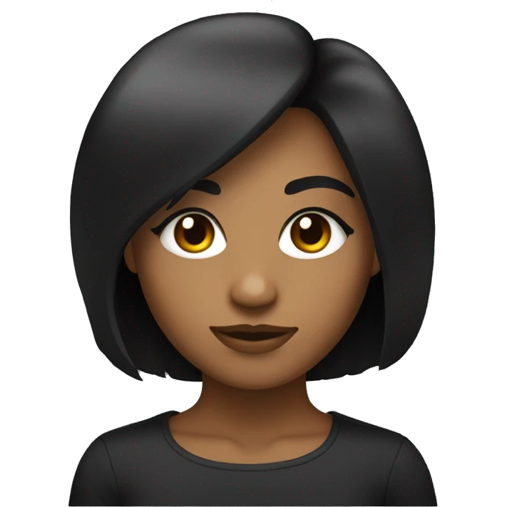 avatar de una chica de ojos negros oscuros y pelo negro corto bob emoji