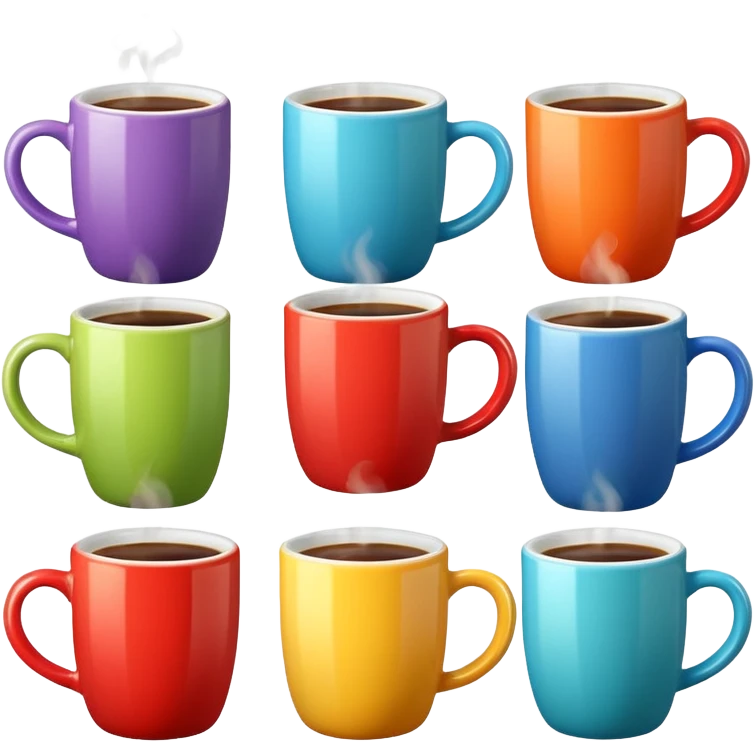 colorful mugs hot drink emoji