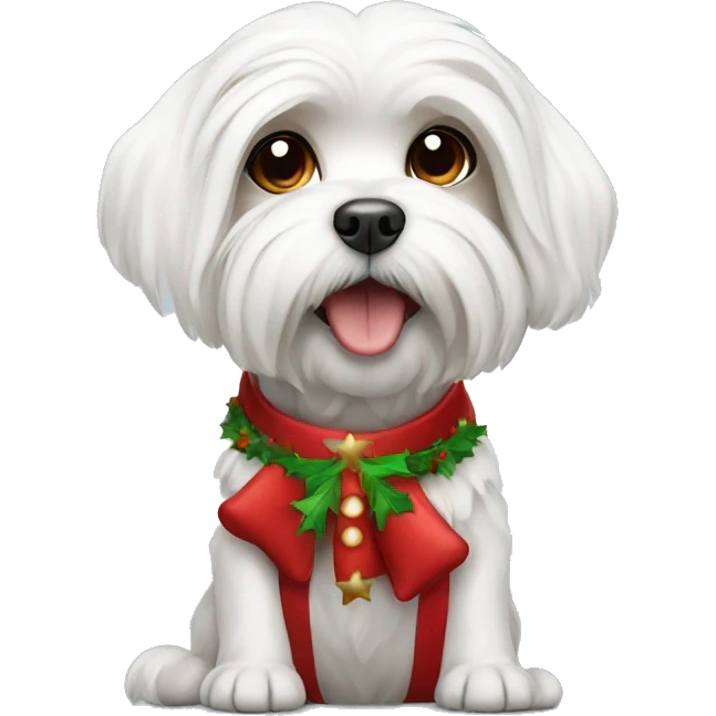 Maltese dog wearing christmas costume emoji