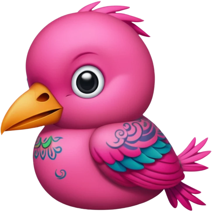 pink bird with piercings and tattooes emoji