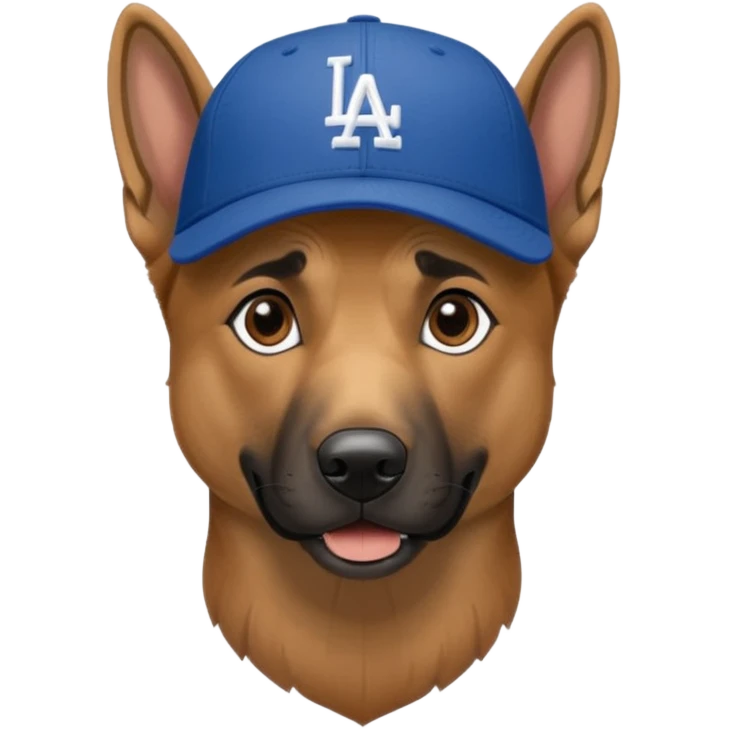 Belgian Malinois wearing Los Angeles dodgers baseball cap emoji