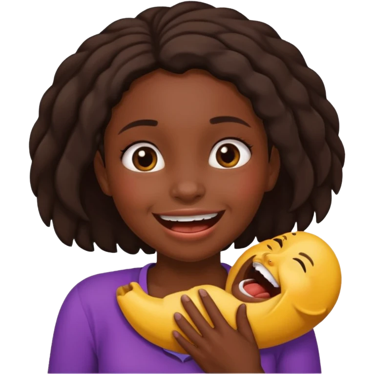 african girl choking herself and smiling emoji