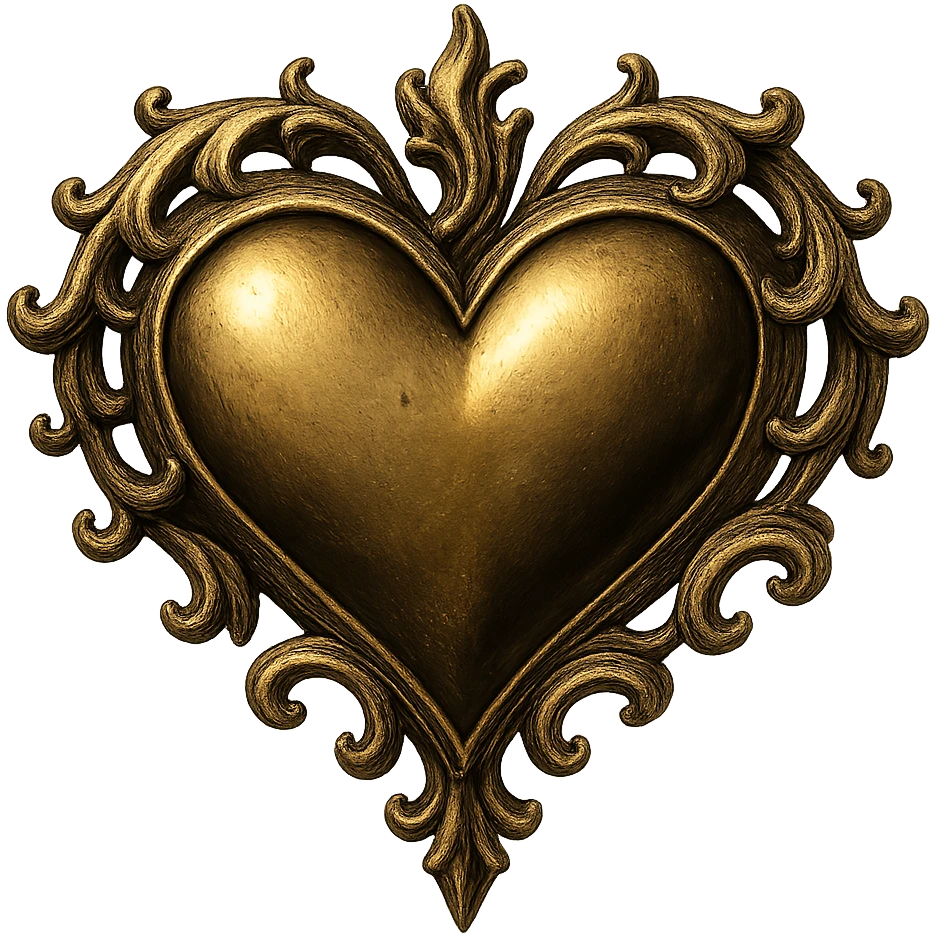 gold goth heart, remove background emoji