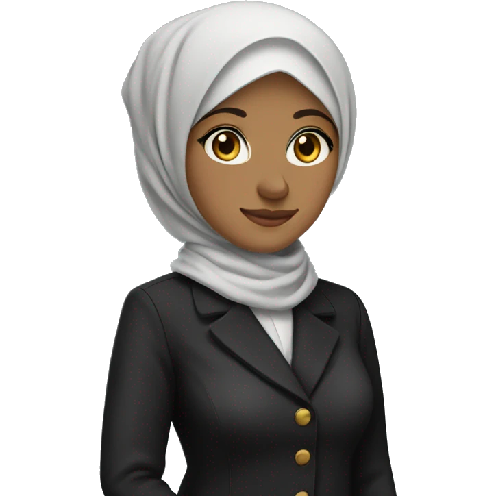 hijab teacher wearing black coat fair colour human full image hands in pocket emoji