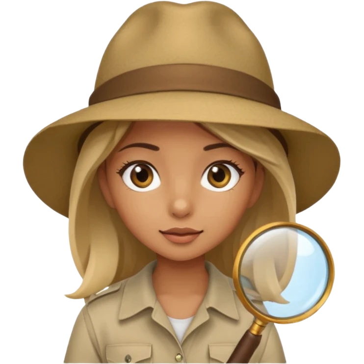 a girl with jungle and magnifying glass emoji