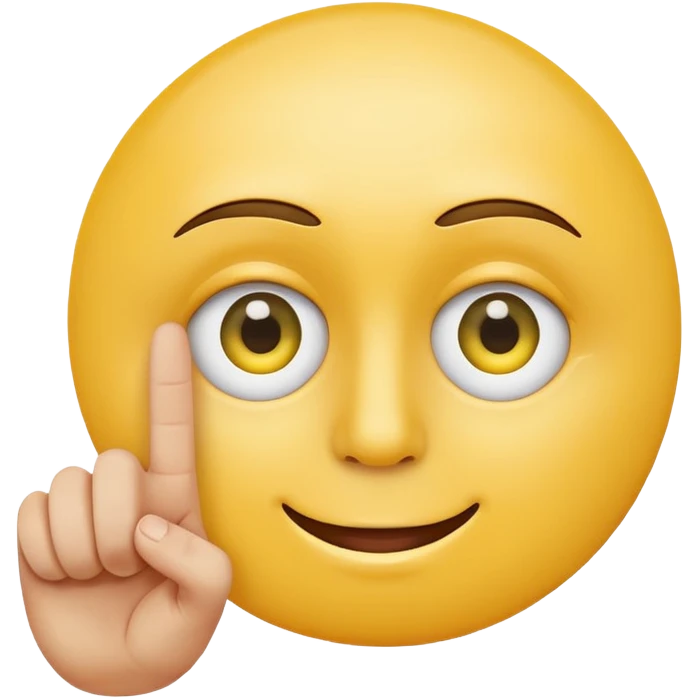 yellow cercle face, cercle eyes, cercle mouth, holding up two fingers emoji