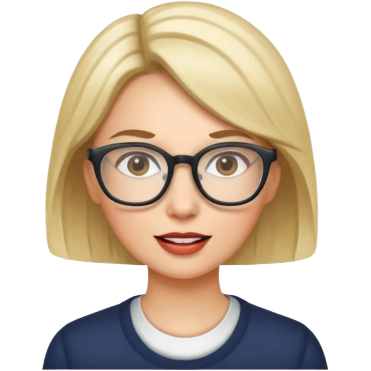 This woman is talking while wearing glasses. emoji