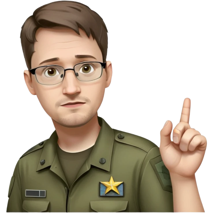 Edward Snowden as an operator from call of duty with his thumb and index finger on his chin emoji