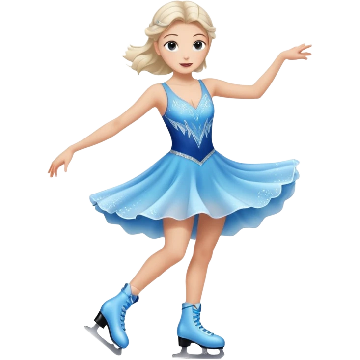 buz pıstının ustunde kayan,yarısma ıcın elbıse gıymıs ve artıstık hareketler yapan kadın emojısı  emoji