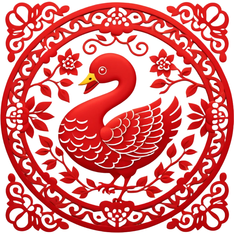 Chinese paper cutting art, red decorative pattern, traditional craft, emoji style emoji