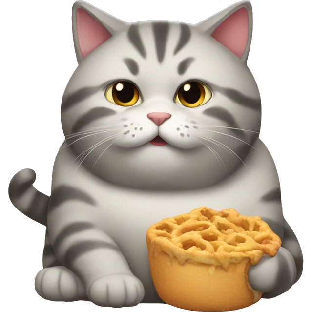 A big fat kitty munching  emoji