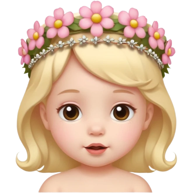 baby unique looking with flower tiara emoji
