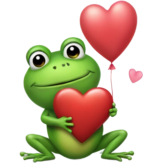 Frog holding heart balloon  emoji