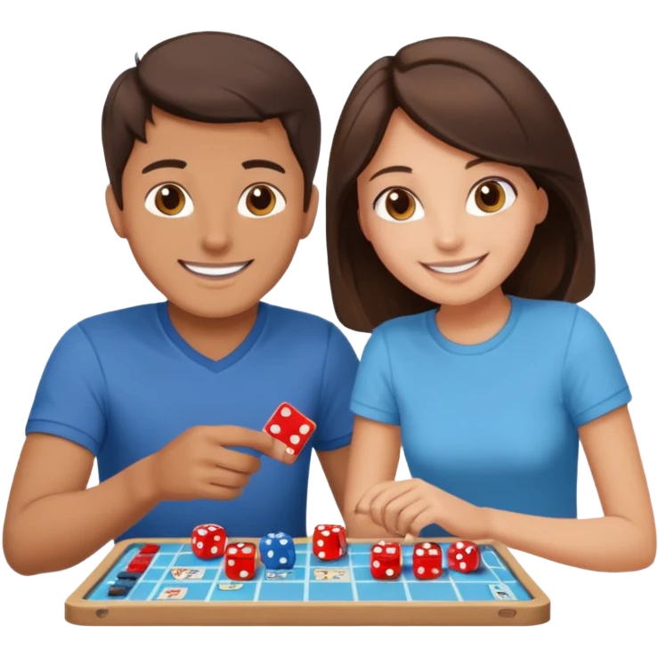 male and female brunette friends playing board game emoji