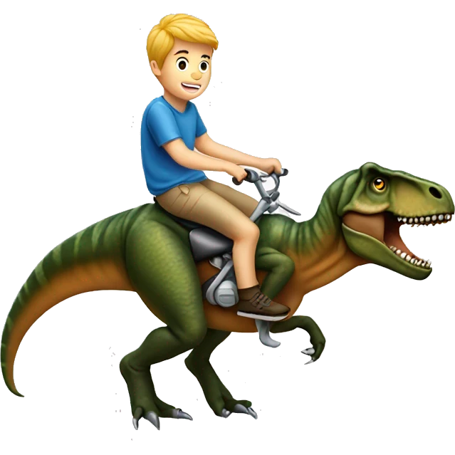 White boy riding a T. rex emoji