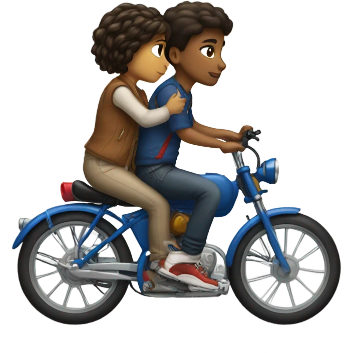 tomboy girl kissing boy on a bike emoji