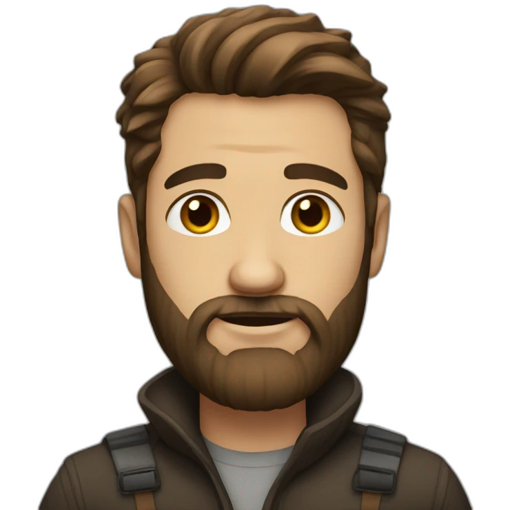 Beard Man brown hair with boldness emoji