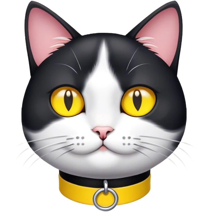 Black and white cat sitting with yellow collar  emoji