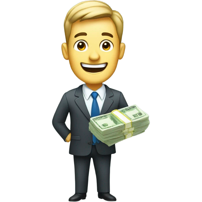 happy business man saving money bills emoji