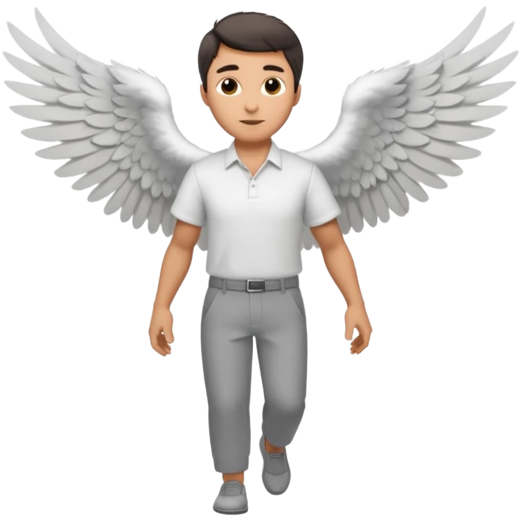 A man flying with wings in shert and pants emoji