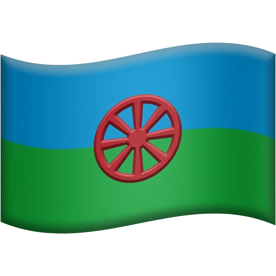 creame la bandera gitana, 2 colores: Azul arriba y verde abajo, mitad y mitad. Despues ponle una rueda roja en el medio emoji