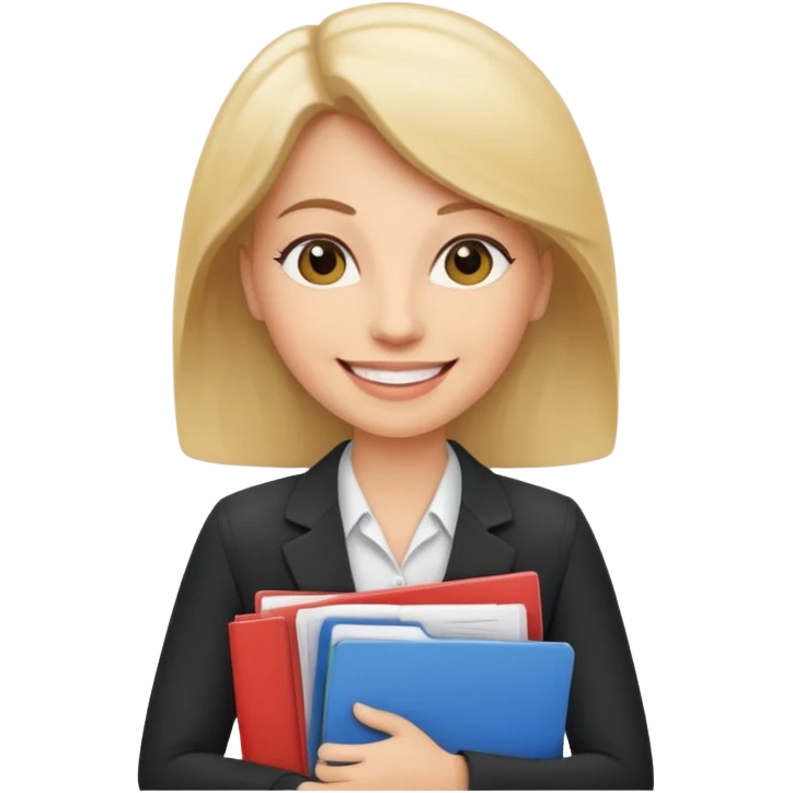 business woman with file folder and documents emoji